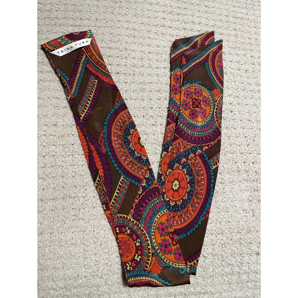 TRINA TURK  Orange Circle Print Silk Scarf, Belt, Headband, Bag Scarf
